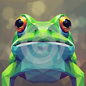 Geometric triangles pattern art - A Frog Face