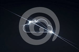 AI generated glowing cloud with prism light rays futuristic technology and cloud computing concept