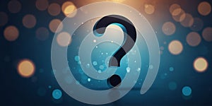 A glowing question mark is on a blue background.