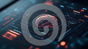 AI-generated Digital Brain Interface with Futuristic Data Display