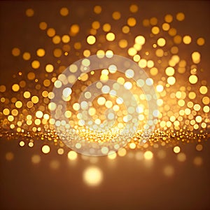 AI-Generated Golden Lights and Sparkles on Dark Brown Background