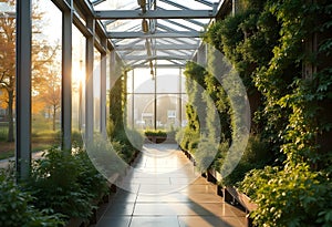 AI generated greenhouse interior filled with greenery