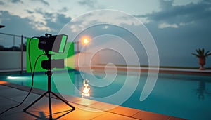 AI-Generated Greenscreen Poolside Setup