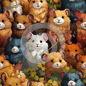 hamster species photorealistic style of comic book art and vexel art, highly detailed seamless pattern by AI generated photo