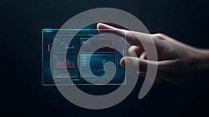 AI-generated Hand Interacting With Digital Data Screen