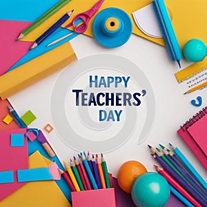 AI-generated image celebrating Teachers\' Day with festive cheer. photo