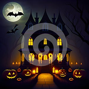 AI-generated haunted house on Halloween