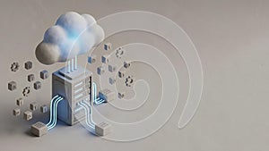 AI Generated 3D Cloud Computing and Data Server Illustration for Technology