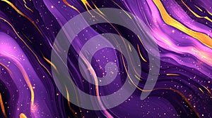 Vibrant purple and gold marbled patterns with swirling accents and shimmering details, evoking opulence, artistic flair, and lu photo