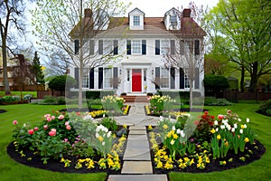 Ai generated, house with nice spring landscape in Vancouver.