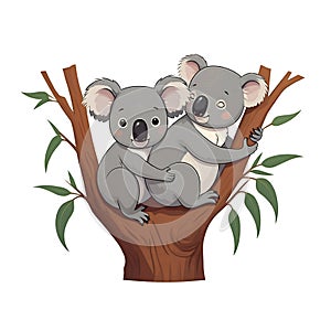 AI-Generated: Hugging Koalas on a Tree Branch