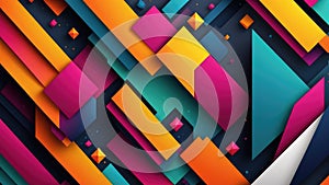 Ai generated. Illustration. Abstract background with bright geometric patterns. Bright colors and angular shapes