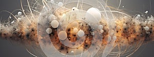 AI generated illustration of an abstract background of white spheres and smoke