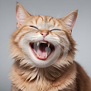 AI generated illustration of an adorable laughing cat with a cheerful expression