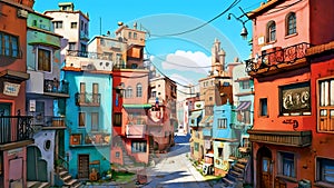 Obraz z veľmi farbistý oblasť v panoráma mesta 