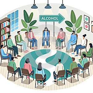 AI-Generated Illustration of an Alcoholics Anonymous Meeting photo