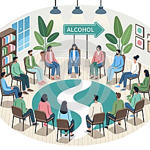 AI-Generated Illustration of an Alcoholics Anonymous Meeting