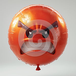 AI generated illustration of an angry-faced orange balloon
