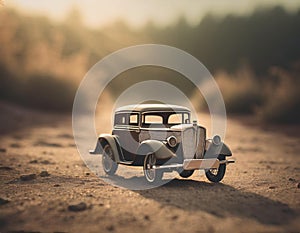 AI-generated illustration of an antique automobile in an outdoor setting