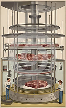 AI generated illustration of artificial steak produced on a laboratory