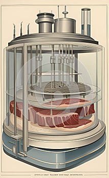 AI generated illustration of artificial steak produced on a laboratory