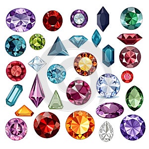 various different types of gems and jewels in a variety of colors