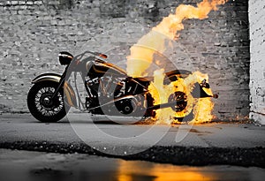 AI generated illustration of an attention-grabbing motorcycle engulfed in flames