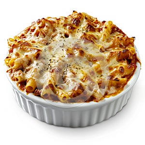 AI generated illustration of A Baked Ziti isolated on the white background