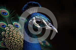 AI generated illustration of a beautiful peacock showing off its stunning plumage