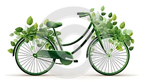 AI generated illustration of bicycle covered in leaves