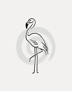 AI generated illustration of a bird line art