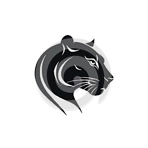 AI generated illustration of a black tiger head icon  on a white background