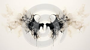 AI-generated illustration of black and white angel wing isolated on a white background