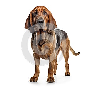AI generated illustration of a bloodhound breed dog isolated in a white background
