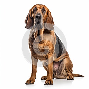 AI generated illustration of a bloodhound breed dog isolated in a white background