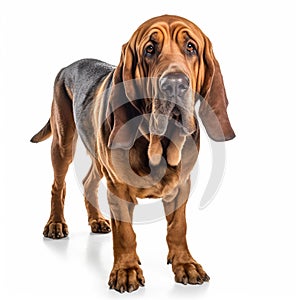 AI generated illustration of a bloodhound breed dog isolated in a white background