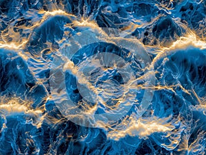 AI generated illustration of blue ocean wave shibori art background for tiling