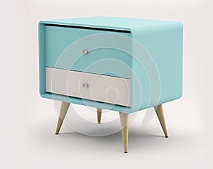 AI generated illustration of a blue and white oldstyle bedside table