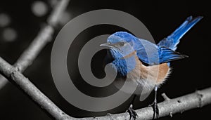 AI generated illustration of a bluebird on a branch