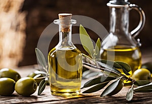 AI generated illustration of bottles of olive oil