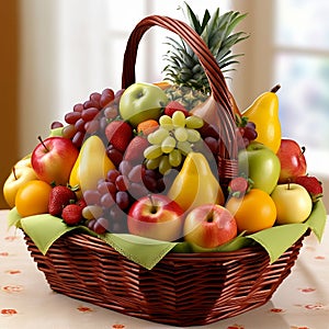 AI generated illustration of bountiful fruits in a basket