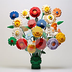 AI-generated illustration of a bouquet of colorful plastic flowers