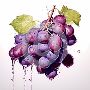 AI generated illustration of a bowl of grapes and a pitcher of water in the background