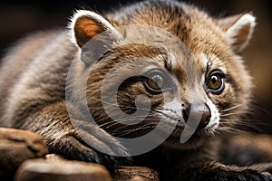 AI generated illustration of a brown furred animal with cute eyes
