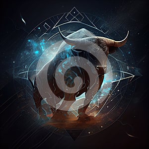 AI generated illustration of a bull, the astrological symbol for the Taurus zodiac sign photo