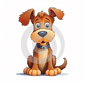 AI generated illustration of a cartoon Airedale Terrier puppy on a white background