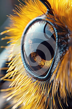 AI generated illustration of a cartoon bee eye with fuzzy fur