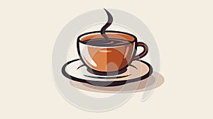 AI generated illustration of a cartoon cup of freshly brewed coffee