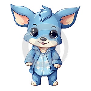 AI generated illustration of a cartoon wolf in a pijamas