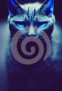 AI generated illustration of cat with blue eyes